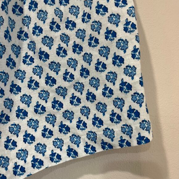 J.Crew Linen Blend Blue White Tile Print Shorts SZ S Summer Vacation Beachwear - Picture 6 of 11